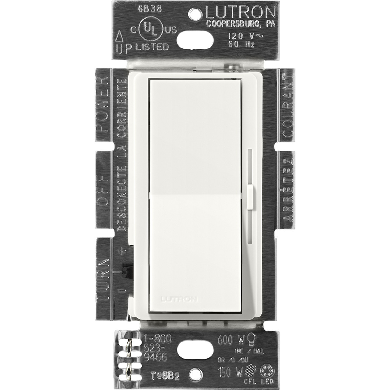 DVSCF-103P-RW  Diva Dimmer - Satin Finish, Fluorescent Or LED Dimming With 3-WIRE