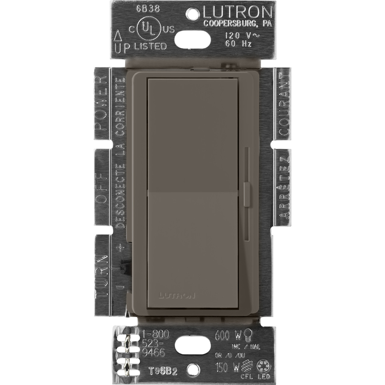 DVSCF-103P-TF  Diva Dimmer - Satin Finish, Fluorescent Or LED Dimming With 3-WIRE