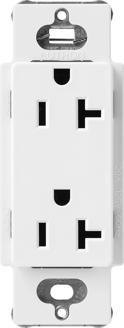 SCR-20-SW  Lutron Claro 20 Amp Duplex Outlet, Snow