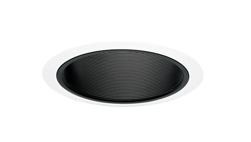 6" Line Voltage, Straight Baffle Trim, Black Baffle, White Trim