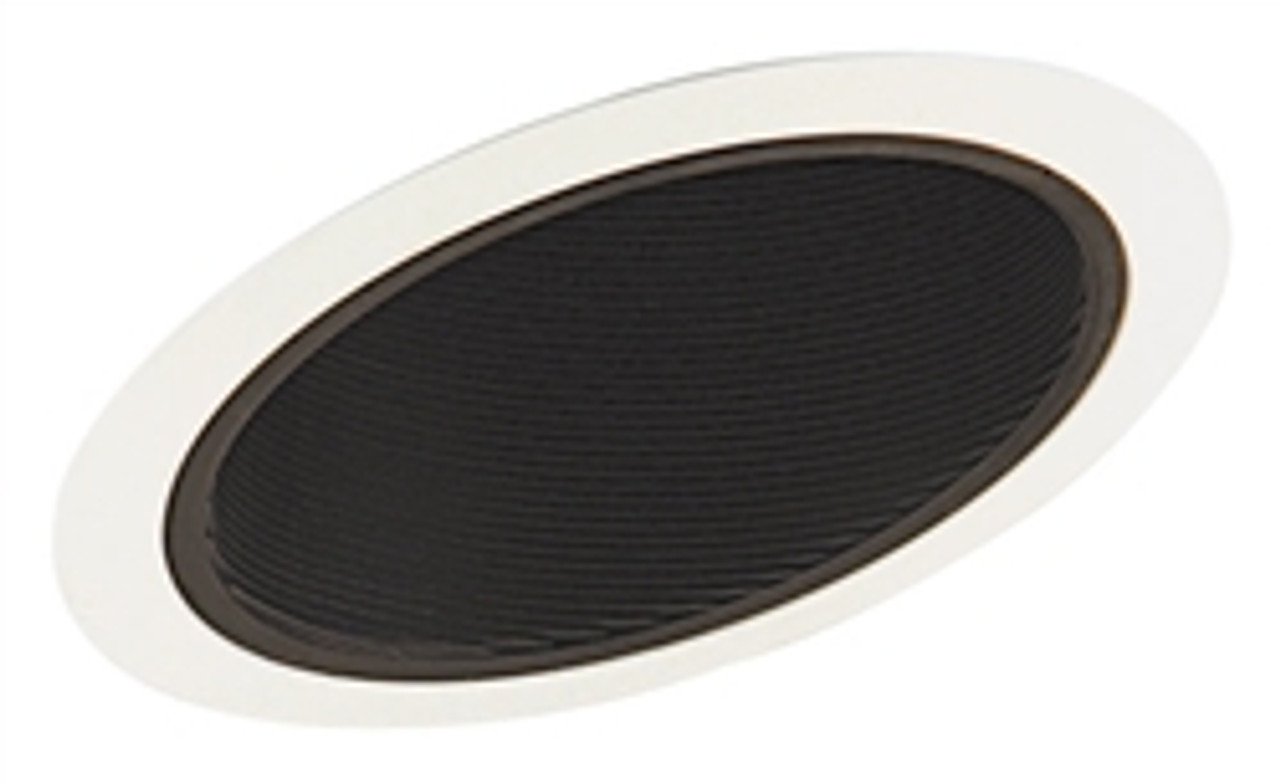 6" Line Voltage, Fluorescent, Slope Ceiling Baffle Downlight Trim, Black Baffle, White Trim