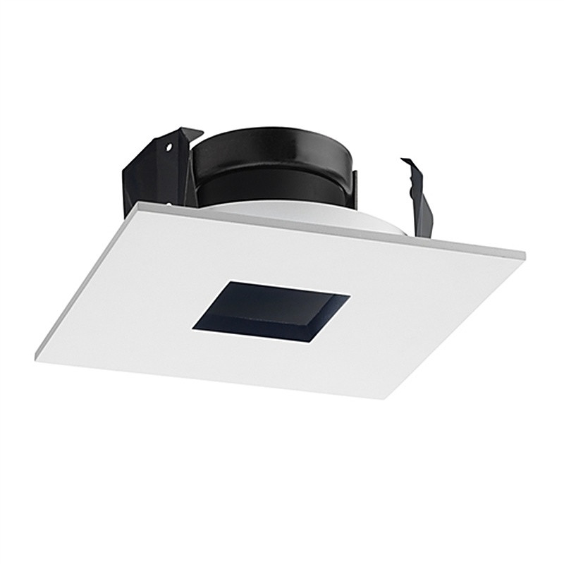Juno 443SQ WH  4" Low Voltage Square Pinhole Trim, White Trim