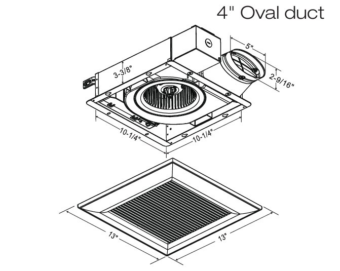 FV-0810VSS1 WhisperValue® DCFan with ECM motor and Pick-A-Flow Line Drawing