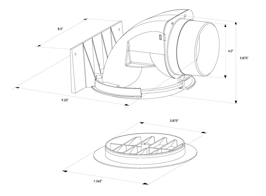 EZSV14 EZ Soffit Vent Soffit Termination System Line Drawing