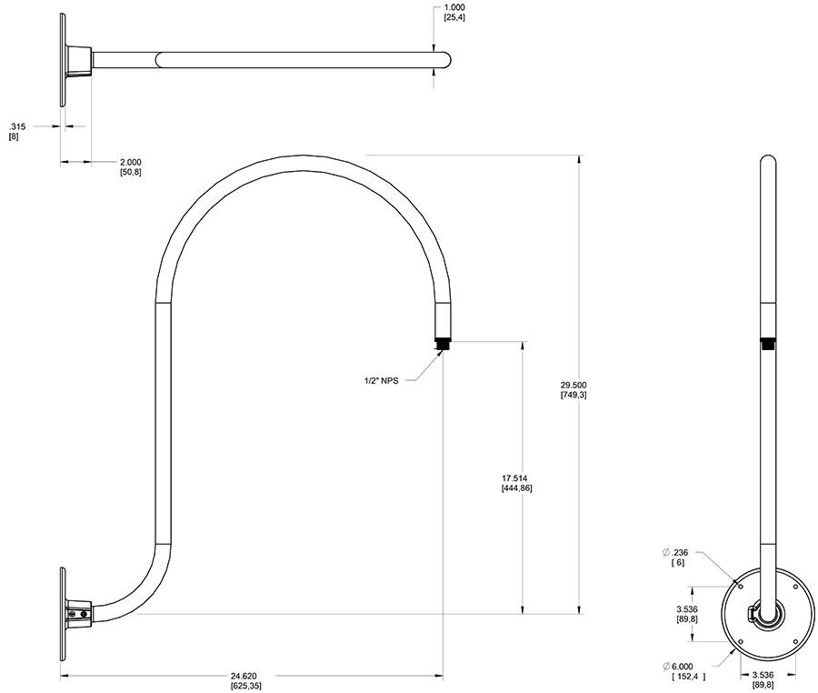 GOOSE3BL Decorative Gooseneck STYLE3 Blue Upcurve 30 Inches High 25 Inches