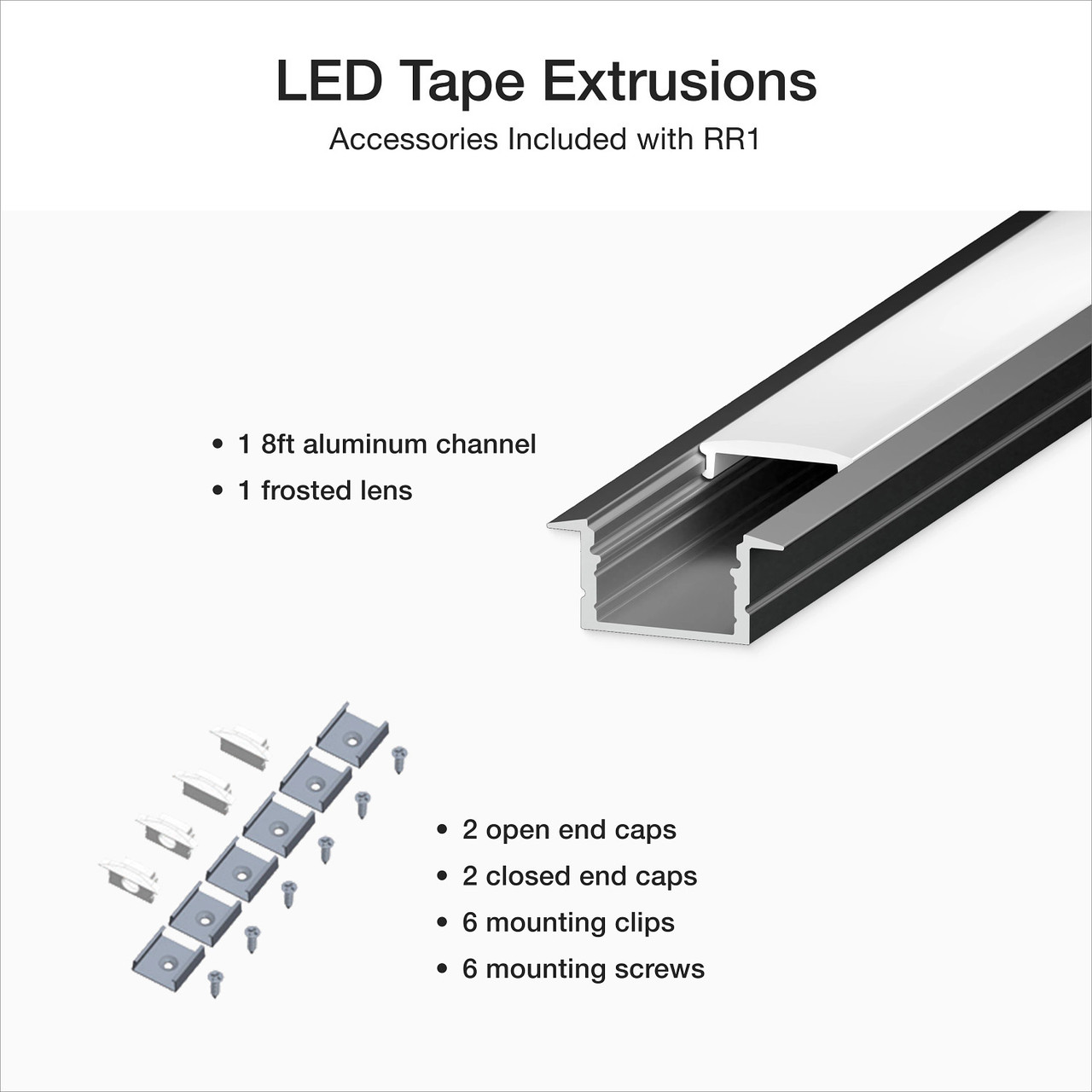 LU-RR1-K LED Tape Light Flanged Extrusion Bundle, Recessed-mount, 8FT LU-RR1-K LED Tape Light Flanged Extrusion Bundle, Recessed-mount, 8FT