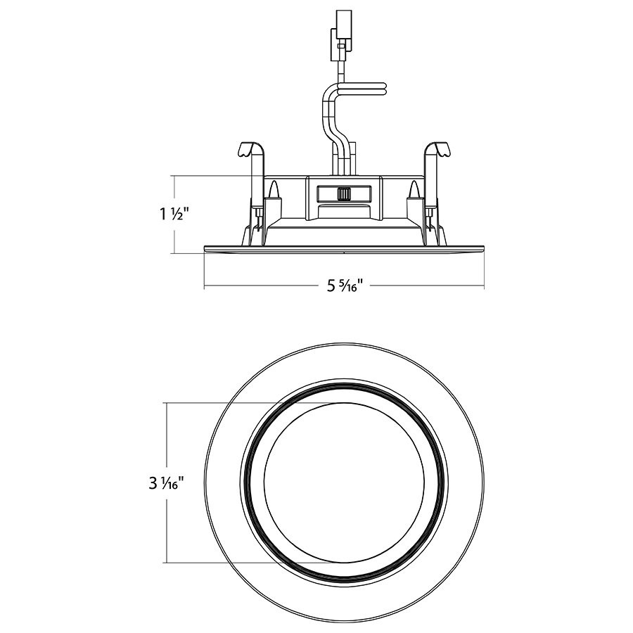R34-4B/BP Recessed 4" Round E26 Baffle 7.5W 5CCT CRI90 Baffle 12PACK Line Drawing