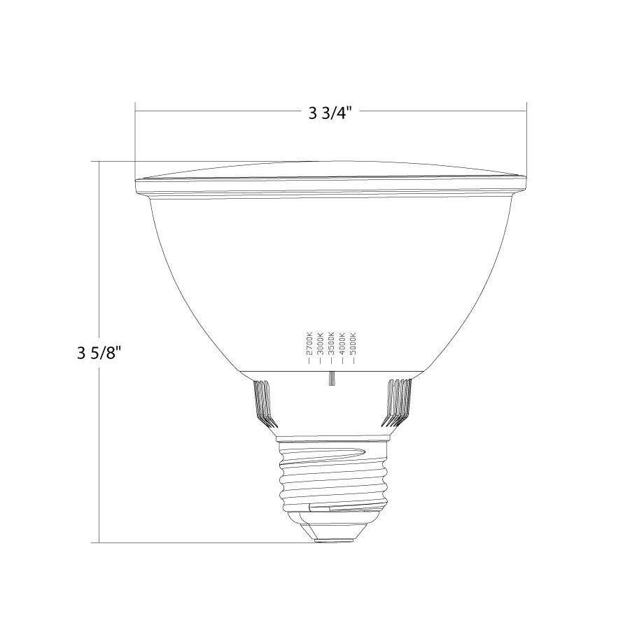 PAR30SFA-11-9CCT-40D-DIM PAR30S 5CCT FA 40D 1000LM 75WEQ 120V Dim Line Drawing