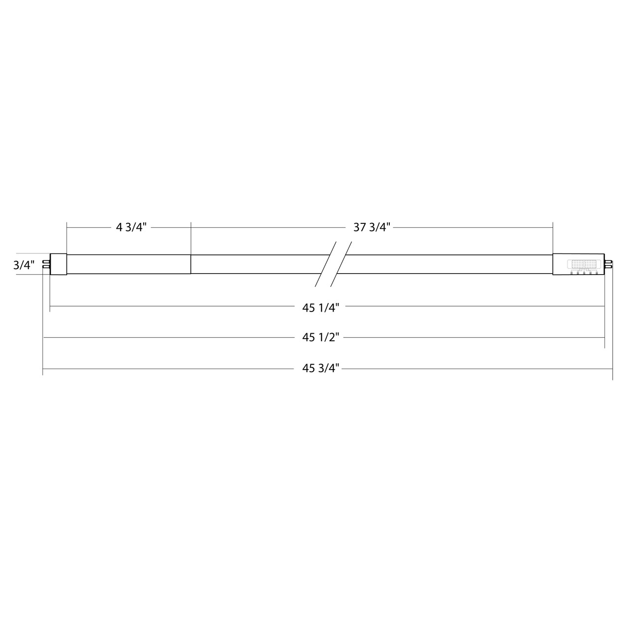 T5HO-25-48G-8CCT-SD-BYP LED T5HO 4FT Glass 25W Type B G5 CRI80 3000/3500/4000/5000/6500K Line Drawing