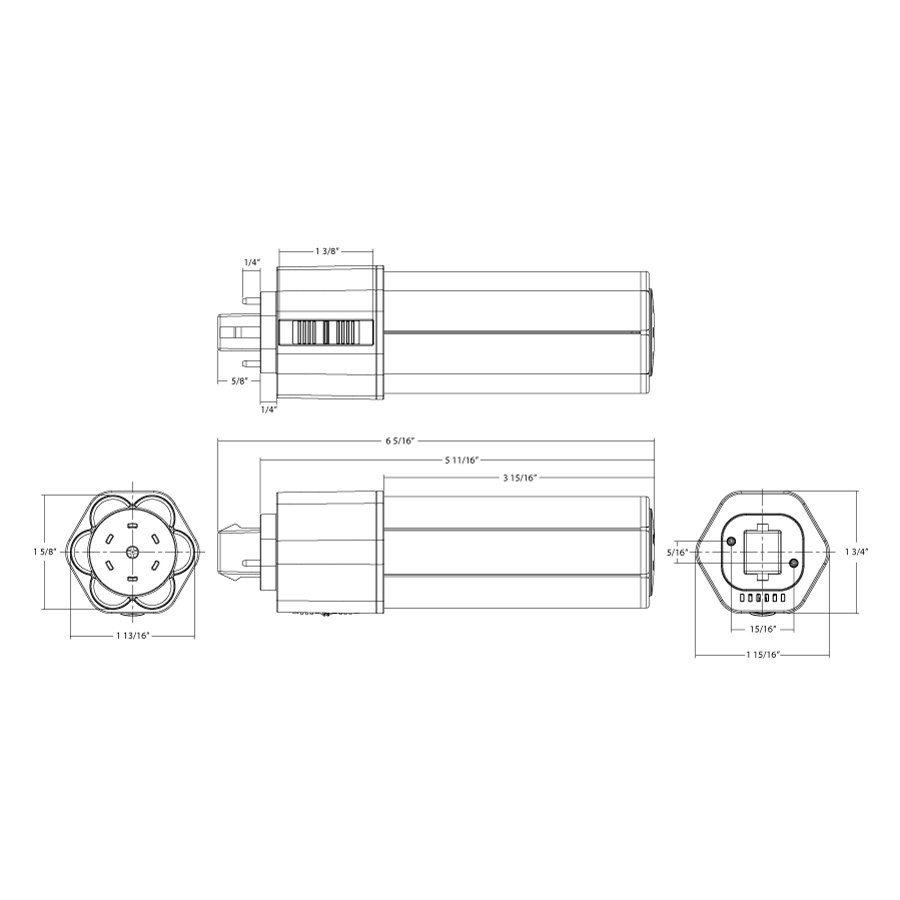 PLT-15-O-8FA-BYP PLT Omni Type B 15W 4CCT FA GX24D Cap Line Drawing
