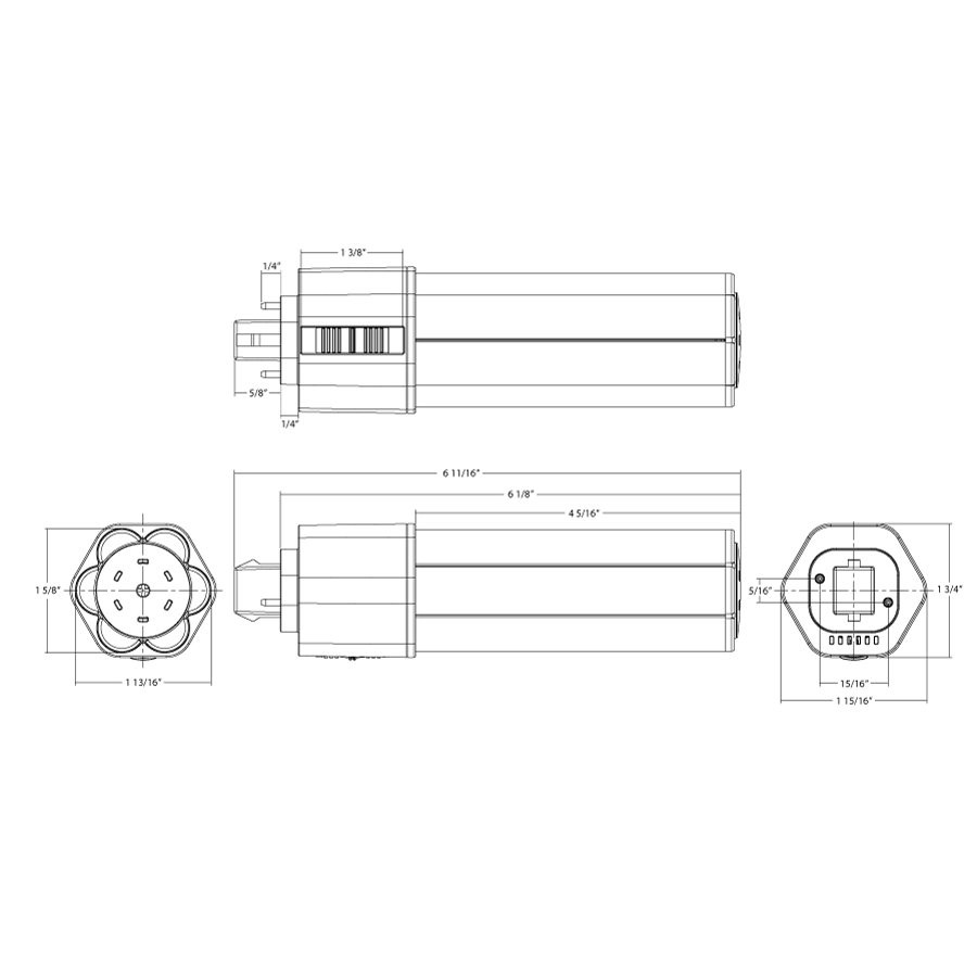 PLT-17-O-8FA-BYP PLT Omni Type B 17W 4CCT FA GX24D Cap Line Drawing