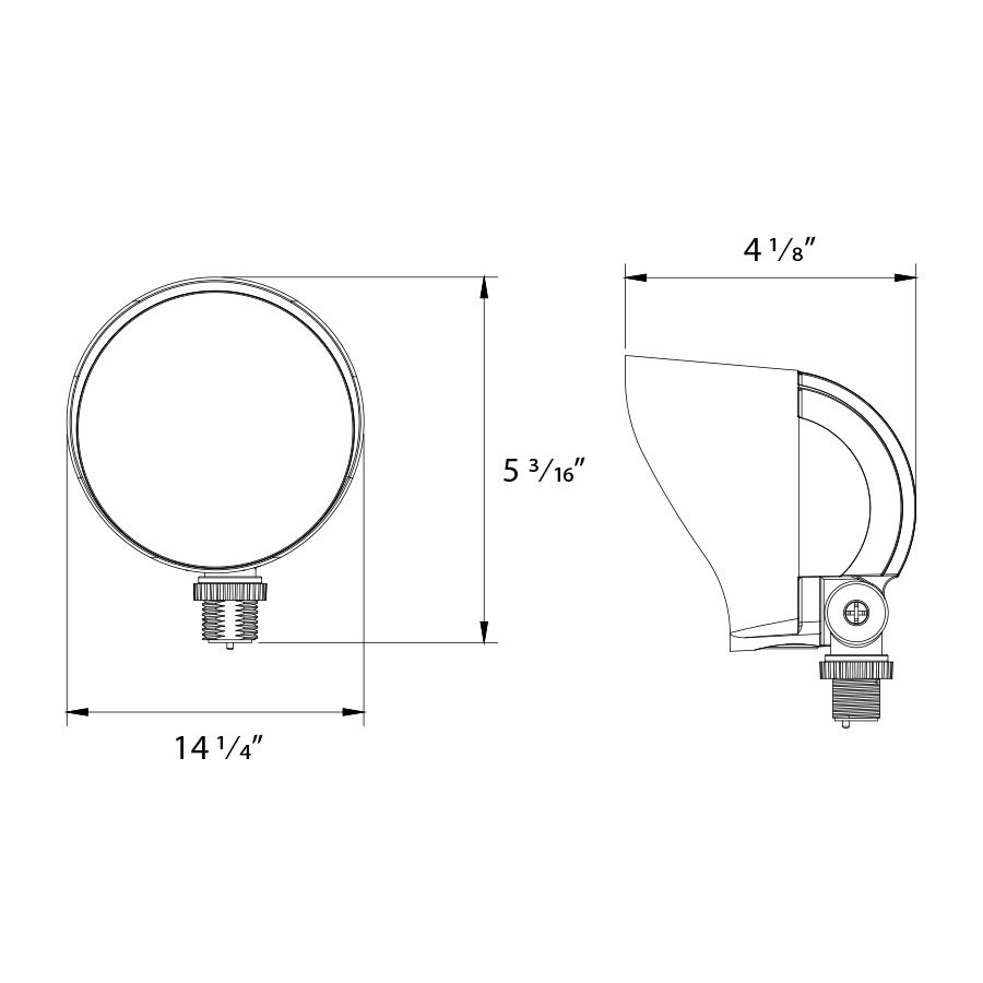 BULLET20VG Bullet Flood 20/15/10W 3000/4000/5000K 120V W/ Hood &lens Verde Line Drawing