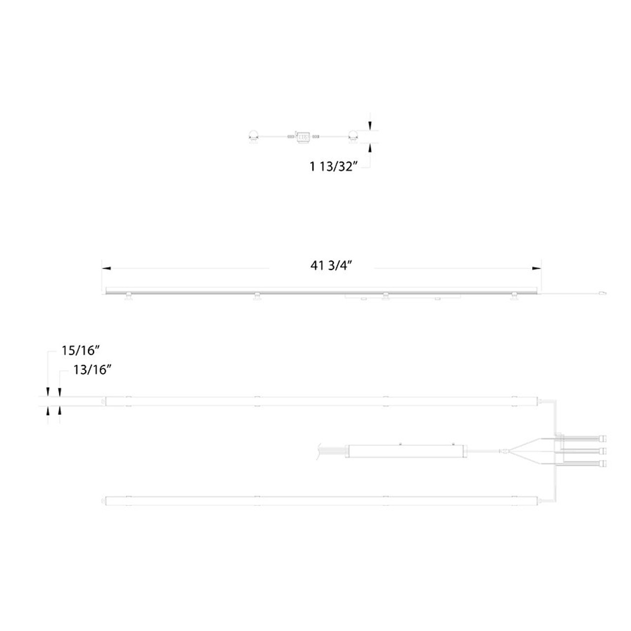 RLB2-4F Retrofit Light Bar 2X4FT 50/45/40/35/30W 3000/3500/4000/5000/6500K Line Drawing