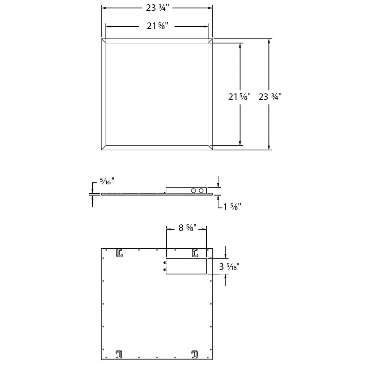 EZP2X2HE Ezpanhe 36/30/25W 3500/4000/5000K 0-10V Dim Line Drawing