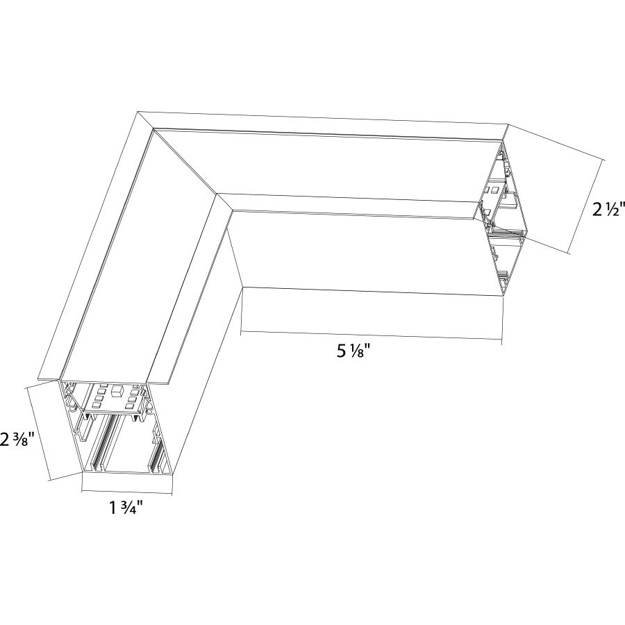 BOA-RL Recessed L Connector Module Down Light BOA-FA Wht Line Drawing