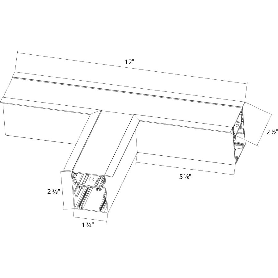 BOA-RT Recessed T Connector Module Down Light BOA-FA Wht Line Drawing
