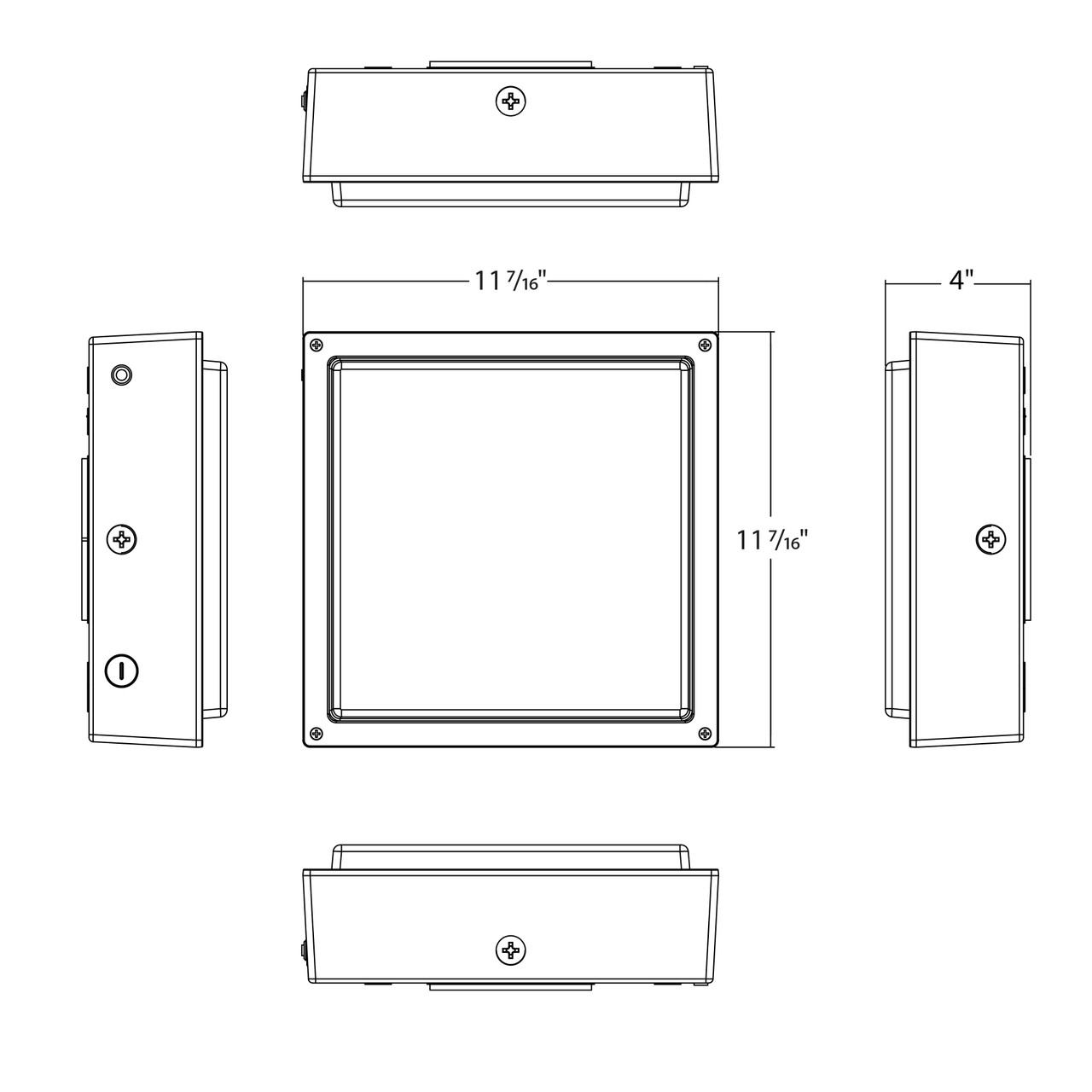 VAN34-90W/480 VAN34 90/80/70W 3000/4000/5000K 480V Drop Clear Lens Wht Line Drawing