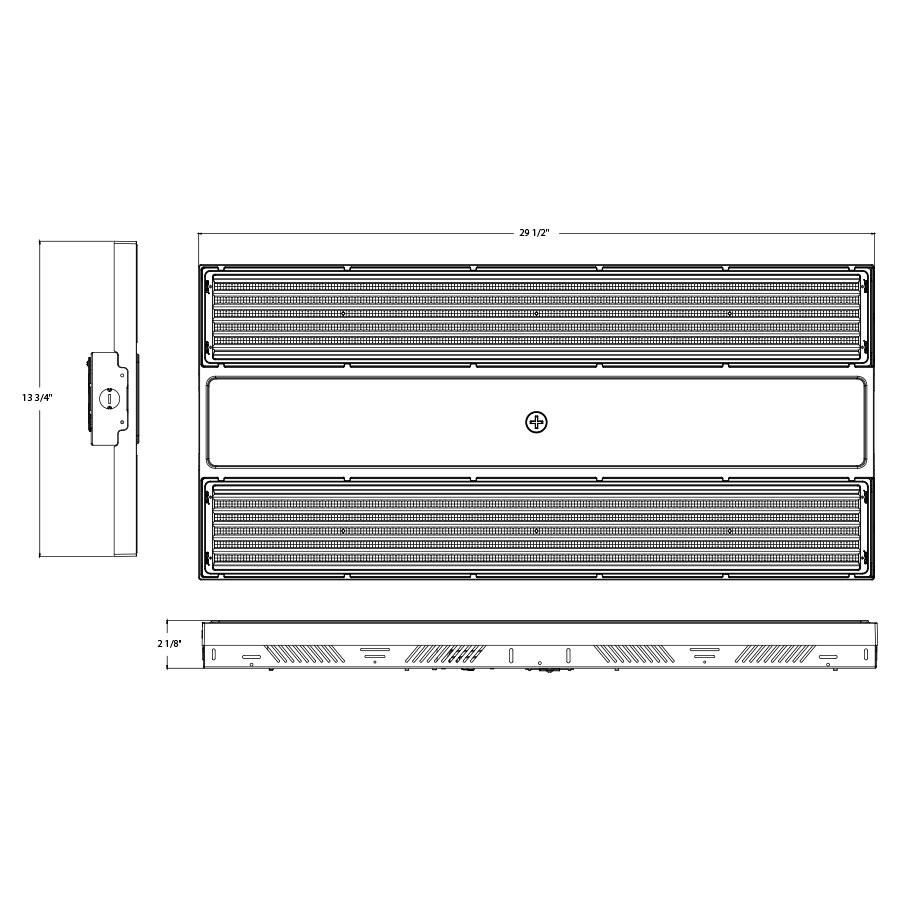 RBAY15L/E Linear High Bay 400/320/260W 120-277V 3500/4000/5000K Wht Battery Line Drawing