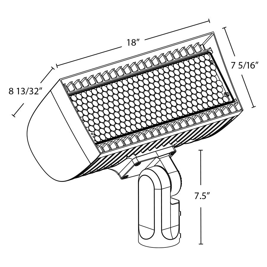 FXLEDMB33SFW/480/7PR Floodlights 346/213W 4000/5000K 3HX3V 480V Slipfitter 7PIN Recptacle Line Drawing