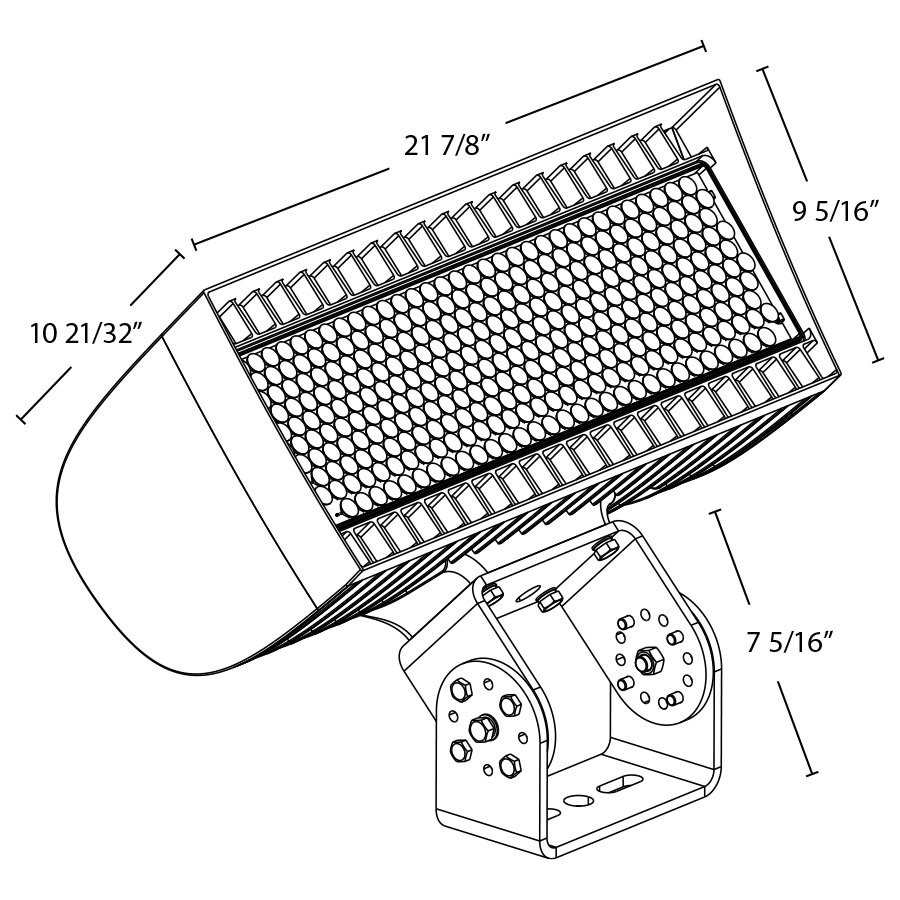 FXLEDLB55TW Floodlights 534/445W 4000/5000K 5HX5V Trunnion Wht Line Drawing