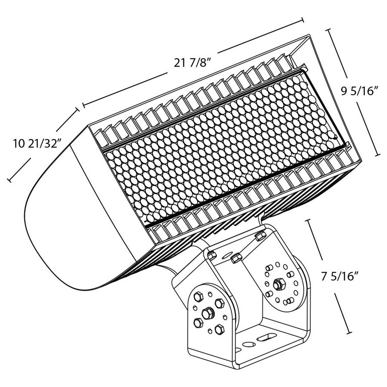 FXLEDLB55T/480 Floodlights 534/445W 4000/5000K 5HX5V 480V Trunnion Bz Line Drawing