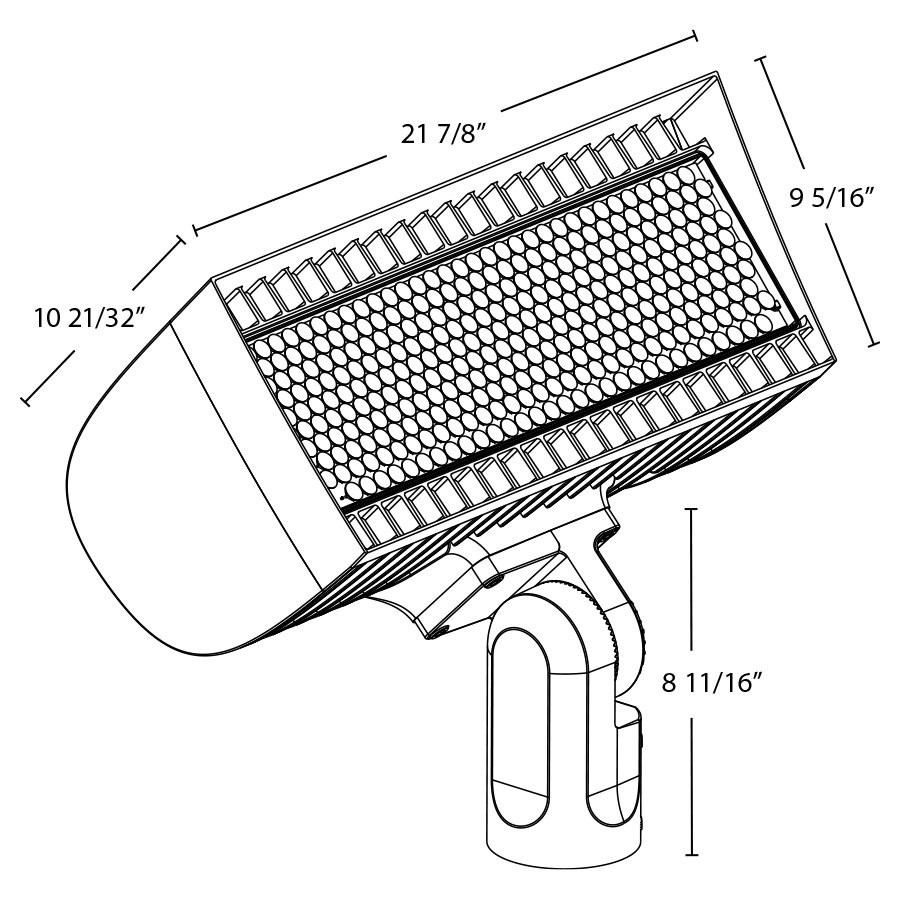 FXLEDLB33SF/480 Floodlights 534/445W 4000/5000K 3HX3V 480V Slipfitter Bz Line Drawing