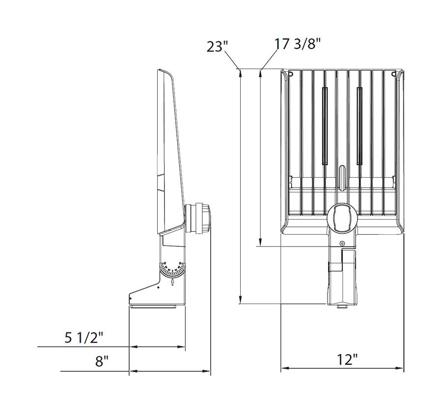 A22-200W/480/LCBS A22 200/180/160W 3000/4000/5000K Type III Pole Mount 480V 7PRS Wht Line Drawing