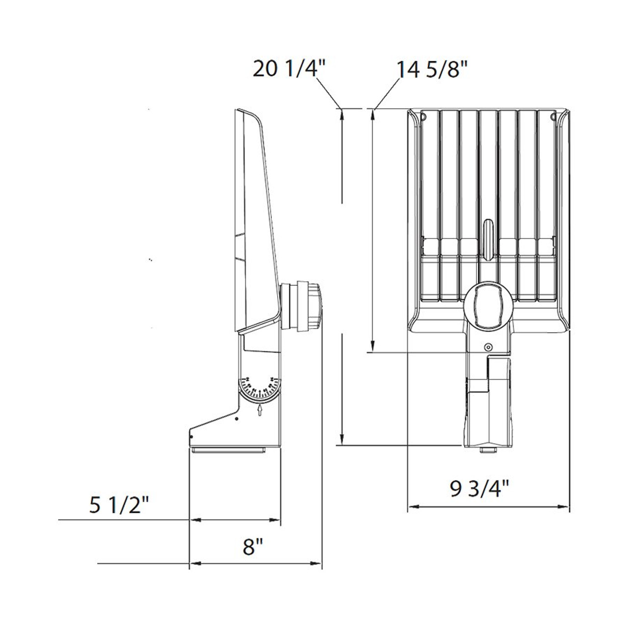 A22-5T70B/LCBS A22 70/60/50W 3000/4000/5000K Type V Pole Mount 7PRS Blk Line Drawing A22-5T70B/LCBS A22 70/60/50W 3000/4000/5000K Type V Pole Mount 7PRS Blk Line Drawing