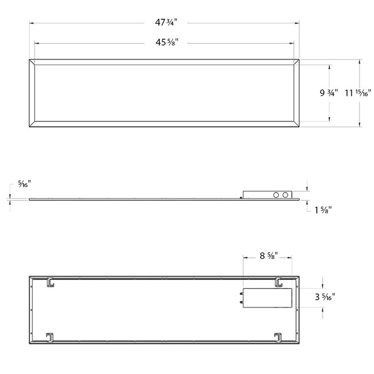 EZP1X4/LCBS/MVS EZPAN Smartshift 1X4 40W 2700K-6500K Microwave Sensor Line Drawing
