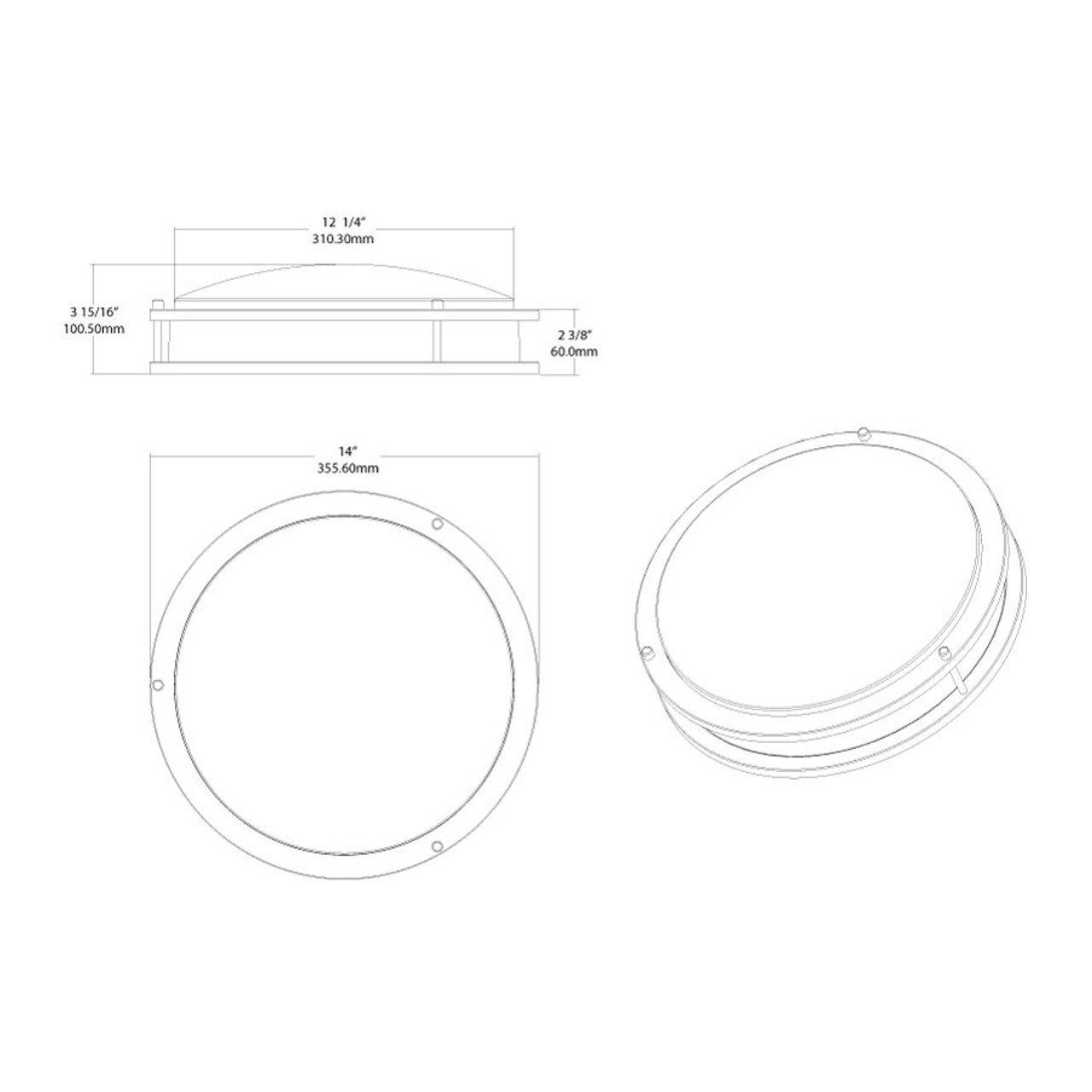CURVD-14/LCBS/MVS Deco Fm 14" 21W Unv 5CCT CRI90 Brushed Nickel Lcb MVS Line Drawing