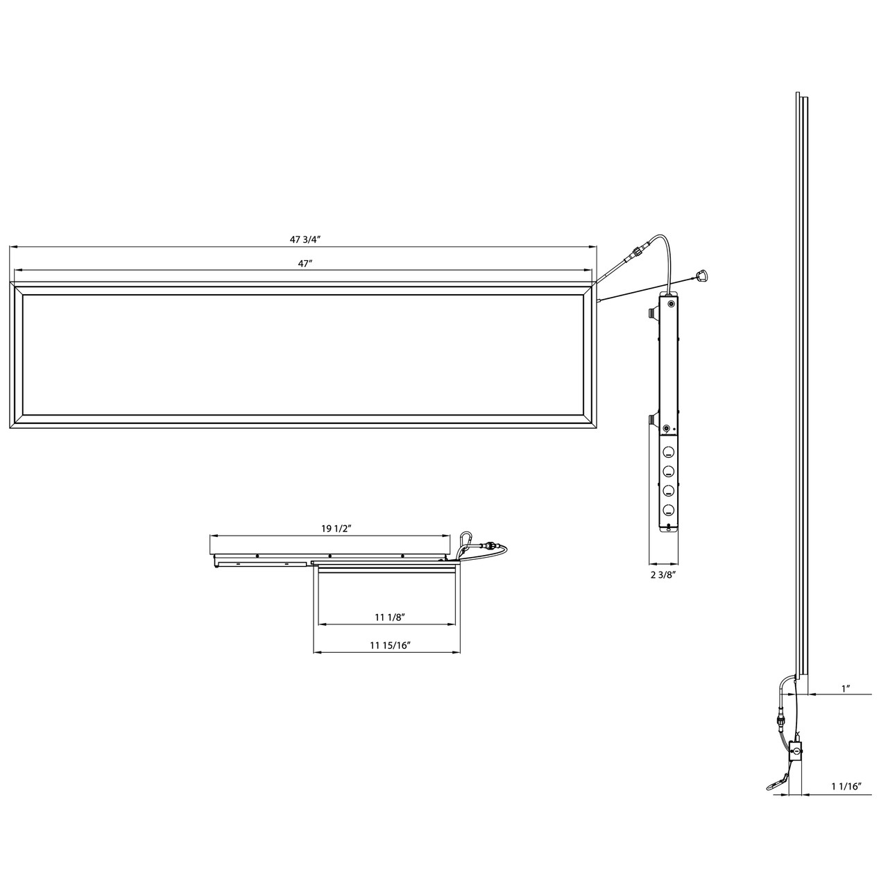 FR1X4/LCB Frame Light 1X4 Wht Lightcloud Blue Control 40/35/30/25/20W Line Drawing