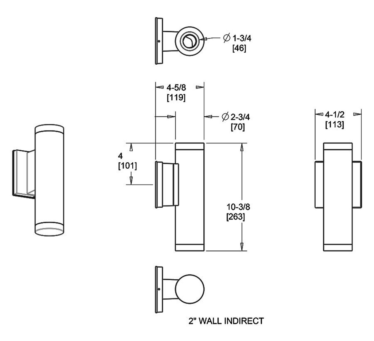 CDLED2WU-10W-20D935-S Cylinders 740 Lumens CDLED 10W 2 Inches Wall Indirect (uplight)