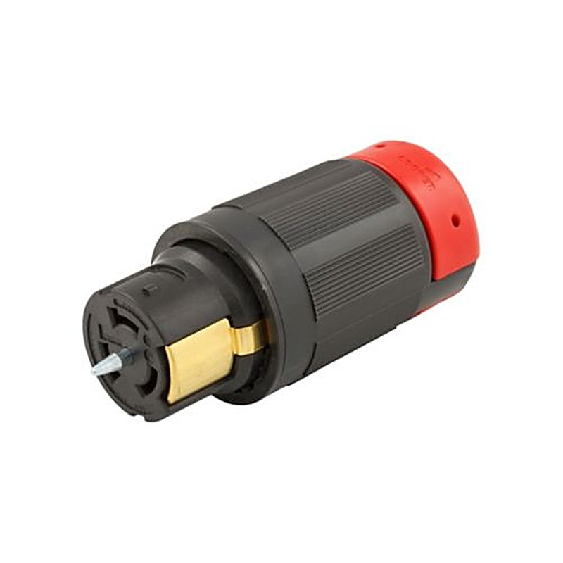 CS6364EX Locking Connector, #10-6 AWG, 50A, 125/250V, Back wiring, Black, red, Non-NEMA, Three-pole, Four-wire, Nylon