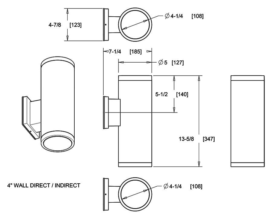 CDLED4W-40W-80D940-K Cylinders 3533 Lumens CDLED 40W 4 Inches Wall Direct/indirect