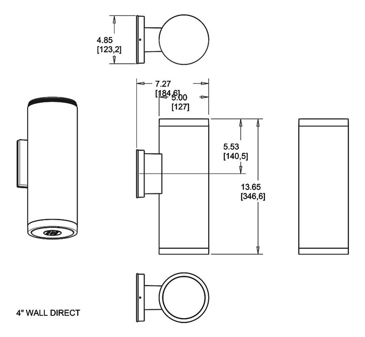 CDLED4WD-20W-80D927-K Cylinders 1536 Lumens CDLED 20W 4 Inches Wall Direct(downlight)