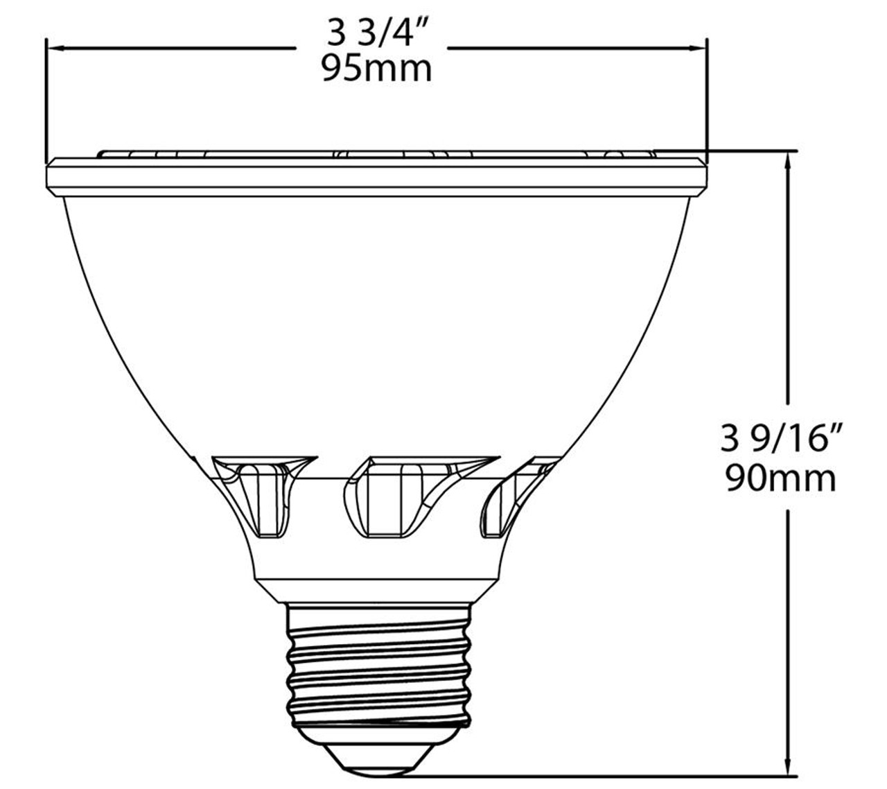 PAR30S-11-950-25D-DIM Pars 915 Lumens PAR30S 11W 90CRI 5000K 75EQ Base E26 25 Degree