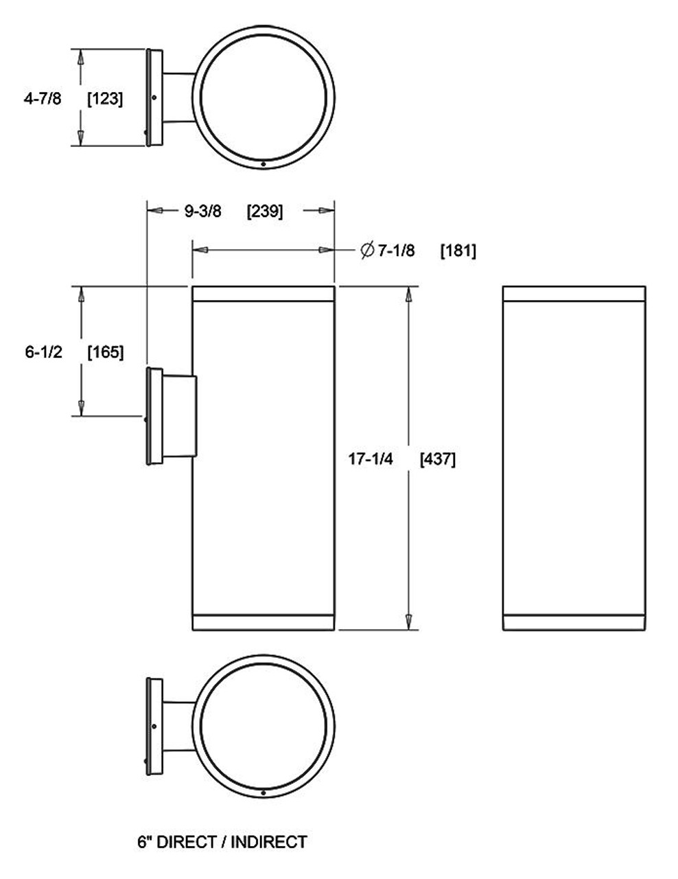 CDLED6W-40W-50D940-S Cylinders 3363 Lumens CDLED 40W 6 Inches Wall Direct/indirect