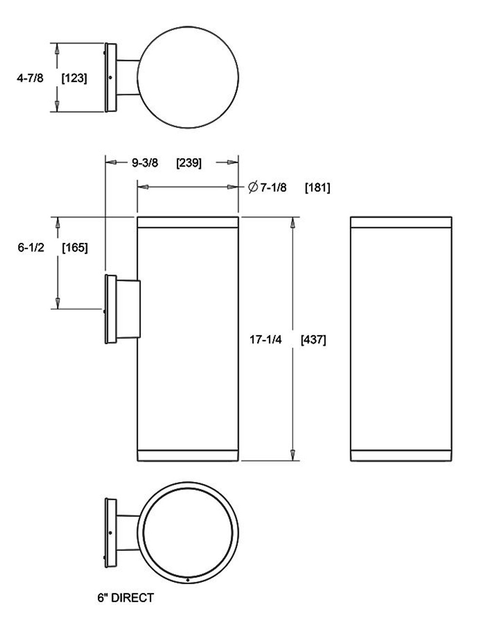 CDLED6WD-26W-80D935-K Cylinders 2345 Lumens CDLED 26W 6 Inches Wall Direct(downlight)