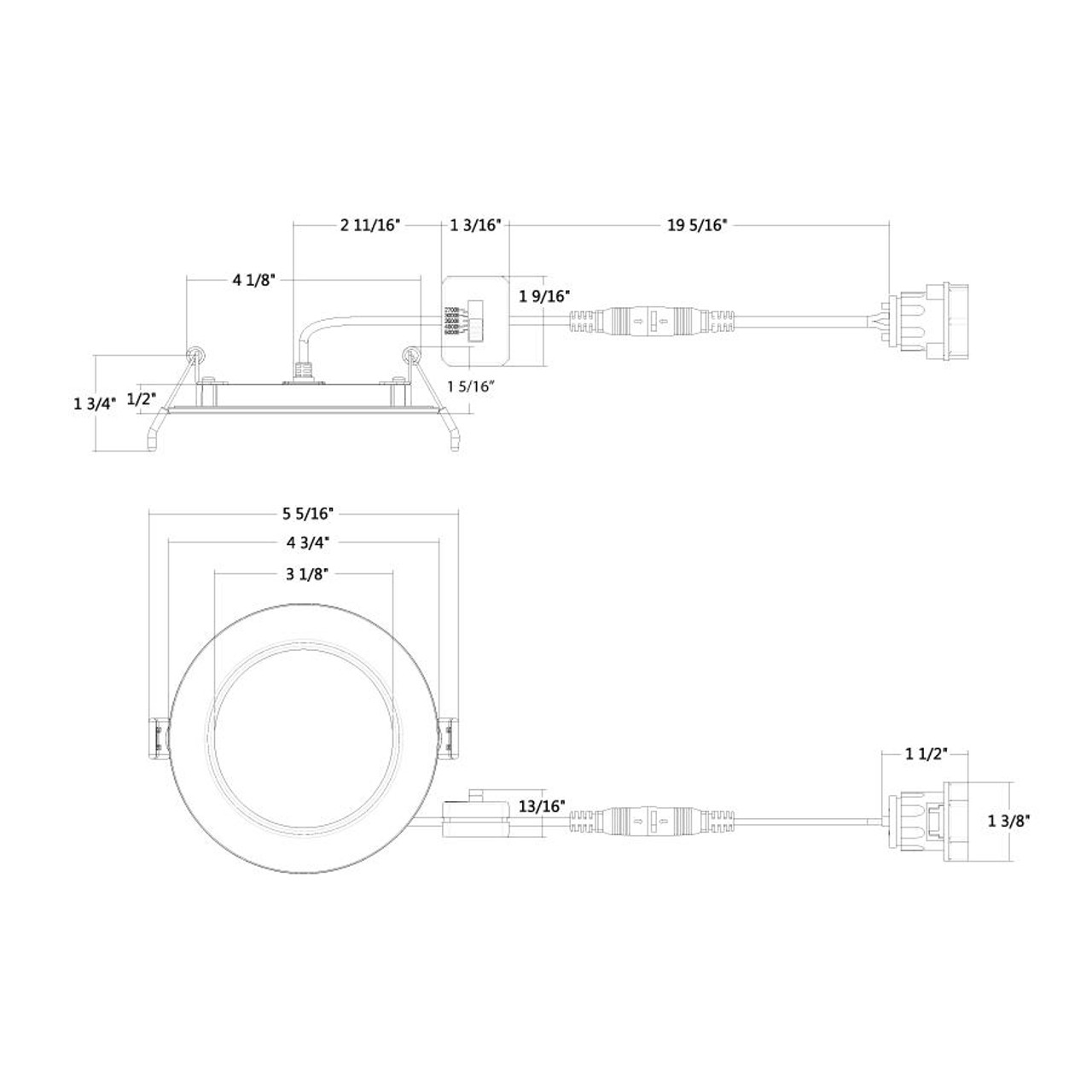 DAISY4B (1)-4" Daisy Wafer 8.5W 650LM CRI90 5CCT Baffle + (1)-CONNECTOR