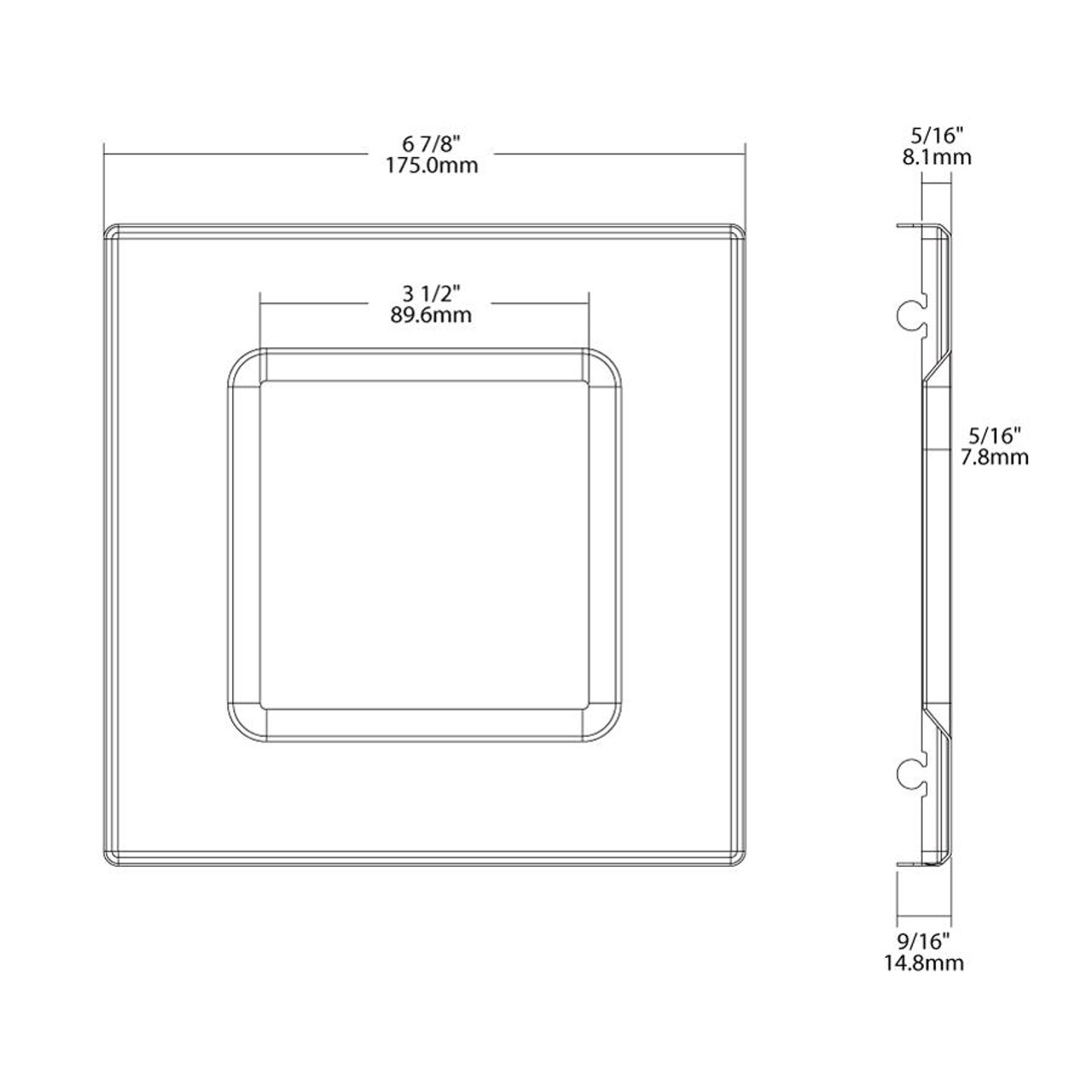 DLTRIM/WFRL6S-BB Color Trim For Square Wafer 6" Black Baffle