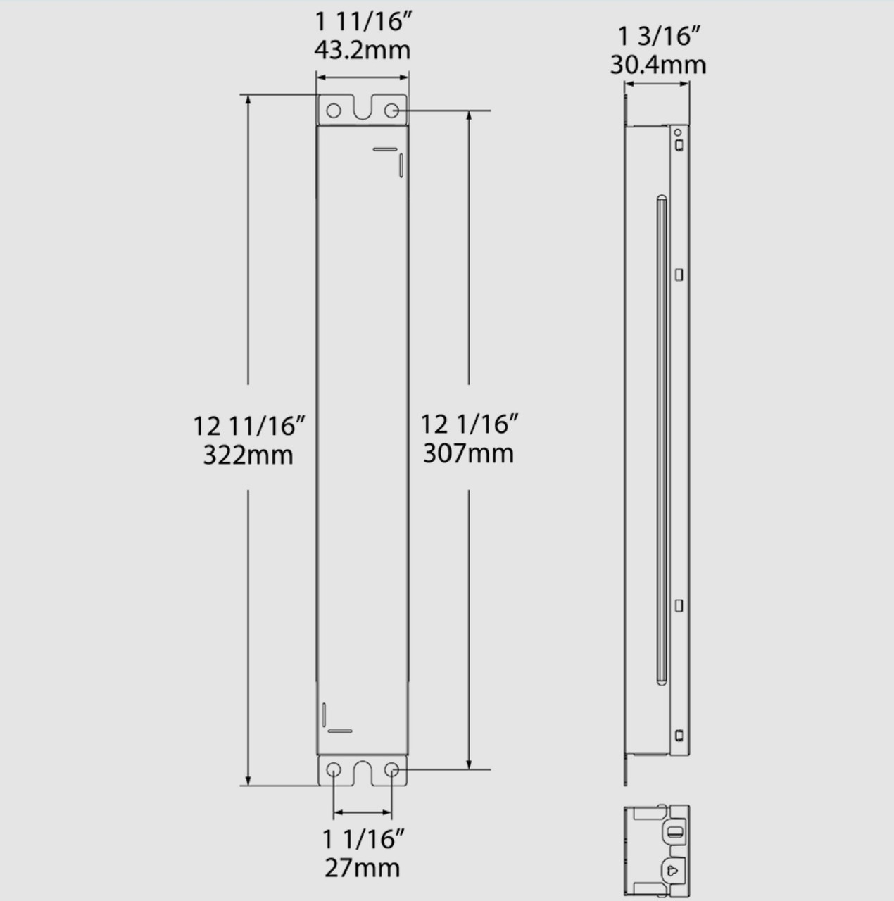DRI-10-EMGR-TYPE B Emergency Driver B 50/60HZ 120V-277V For T8 LED Bypass Linear Line Drawing