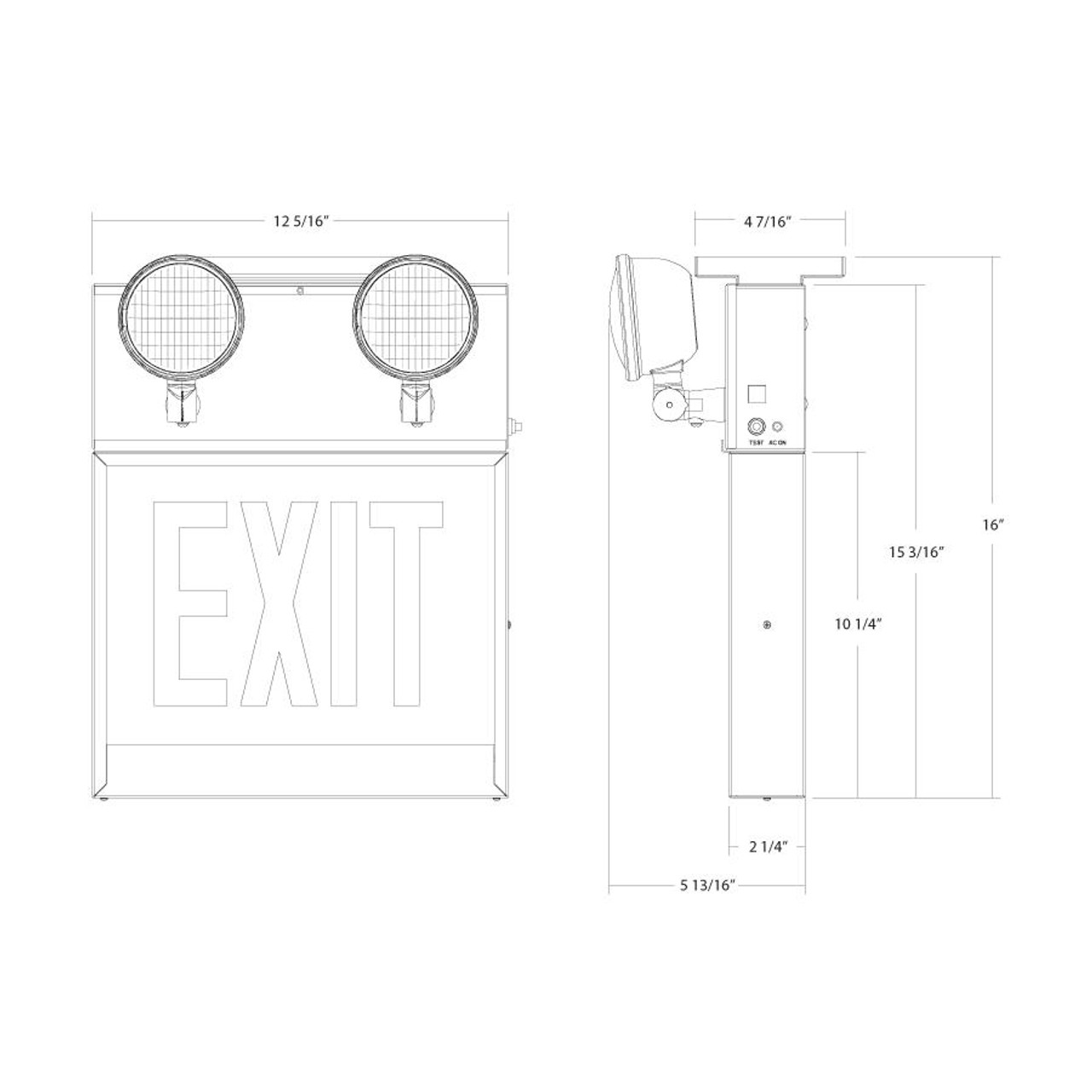 ECOMBO-RCH Exit/em Combo Chicago Manual Test Steel White Red Letters Unv