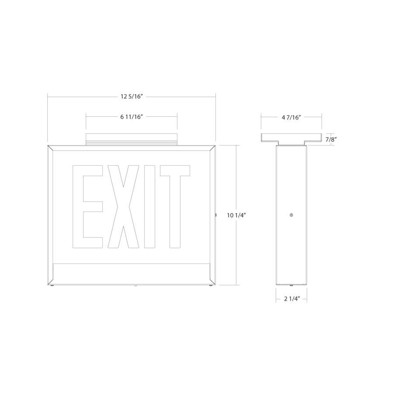 EXIT-1CH Chicago Edge-lit Exit/stair Sign AC Only Manual Steel White Red