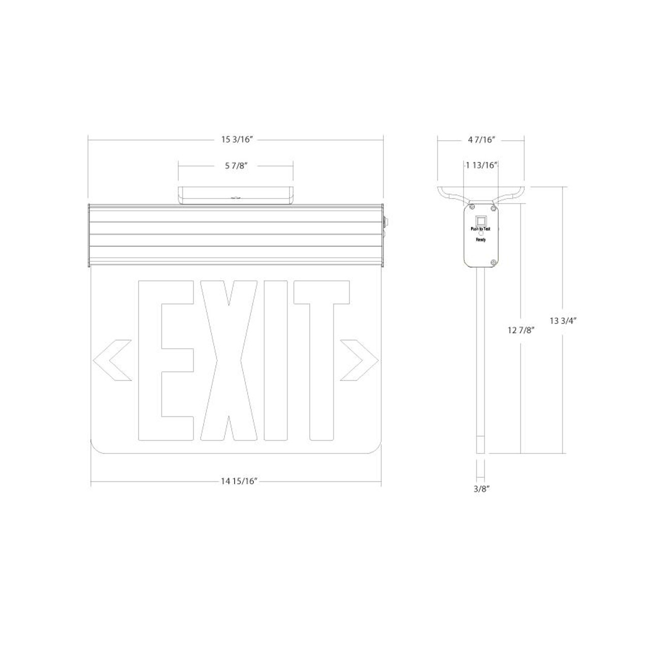 EXITEDGE-MPWSNY/E Nyc Edge-lit Exit Sign Battery Backup Self-diagnostics Aluminum