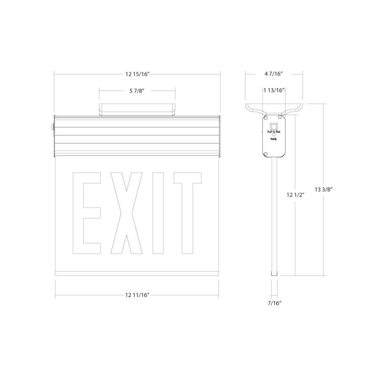 EXITEDGE-WPCH/E Chicago Edge-lit Exit/stair Sign Battery Backup Manual Aluminum