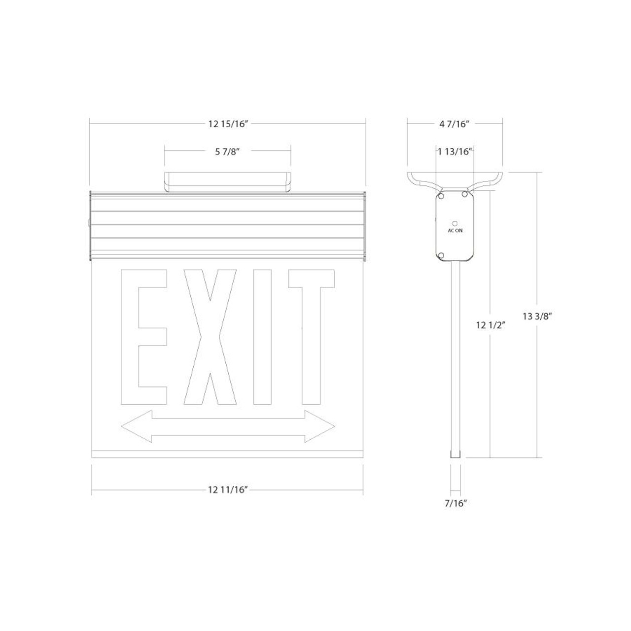 EXITEDGE-WPDACH Chicago Edge-lit Exit/stair Sign AC Only Manual Aluminum White
