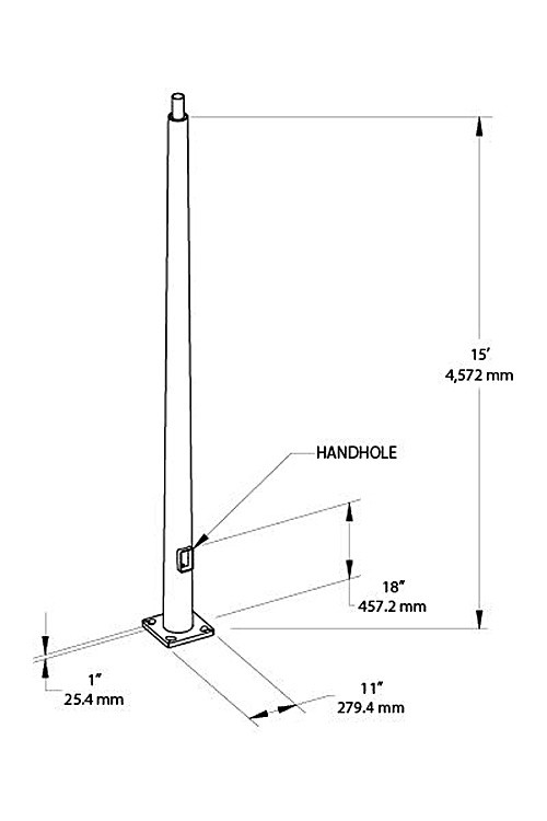 PTR6-11-15WT Poles PTR6 6 Inch Tapered Round Pole 11 Gauge 15 Feet Welded