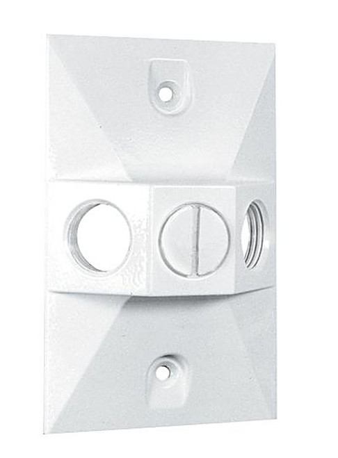R14-3W Outdoor Accessory Weatherproof Cover Rectangular 3 Hole White