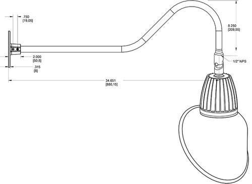 GN2LED26YACW Decorative 1247 Lumens Gooseneck 26W 3000K 35 Inches Arm