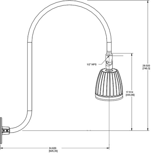 GN3LED13YRB Decorative 585 Lumens Gooseneck 13W 3000K Up Curve 30 Inches